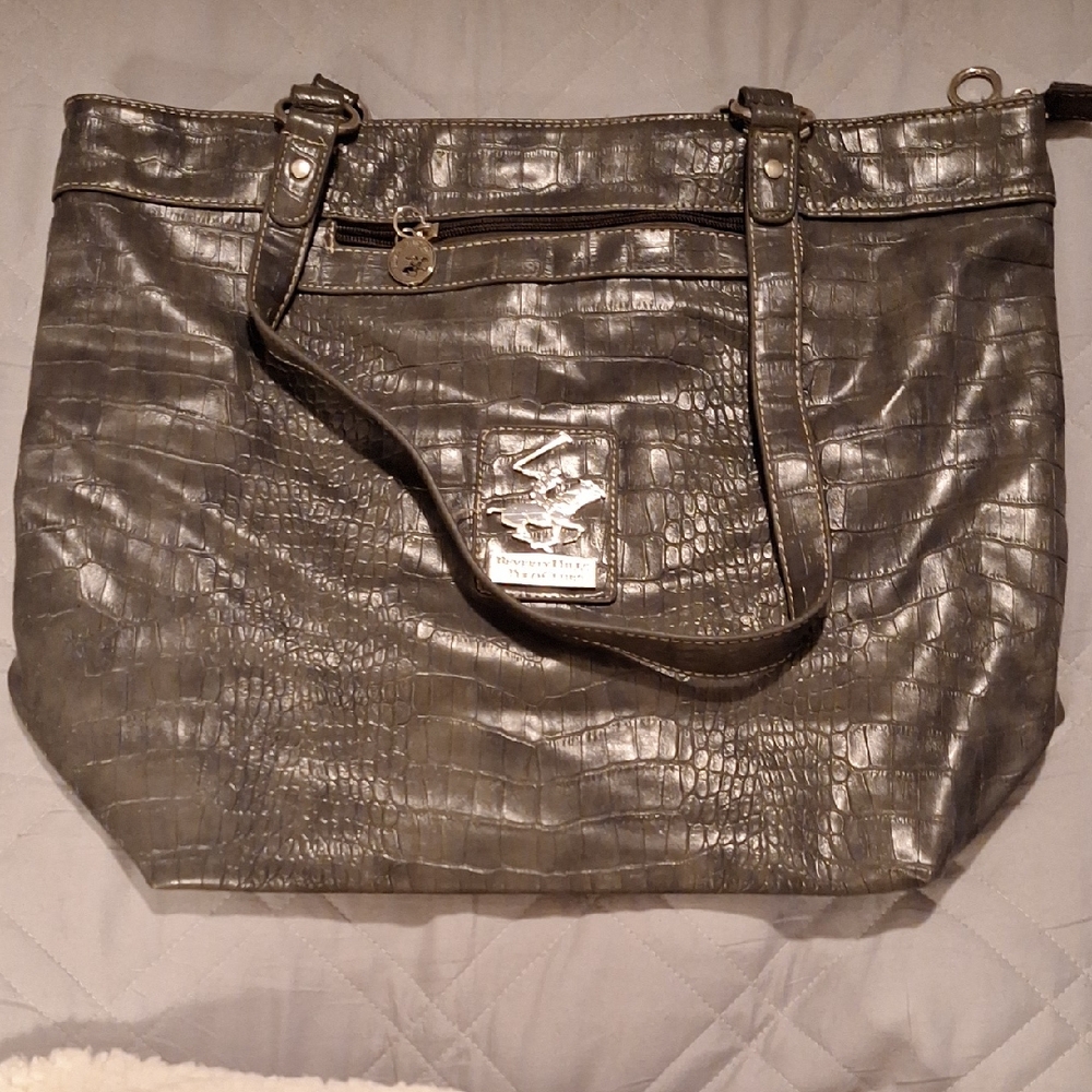 Beverly Hills Polo Club Gray Textured Tote Bag